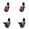 Service Caster 3'' Red Poly Wheel Swivel 1-3/4'' Expanding Stem Caster Set 2 Brakes, 4PK SCC-EX20S314-PPUB-RED-2-PLB-2-134 - alternate 1